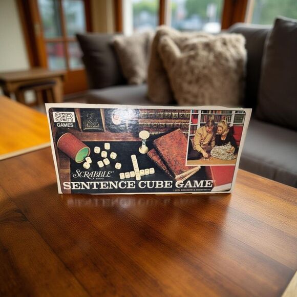 Vintage 1971 Scrabble Brand Sentence Cube Game Dice Selchow Righter Family - Picture 1 of 8